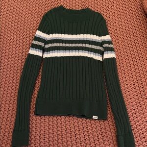 Abercrombie Kids Dark Green and White Striped Sweater